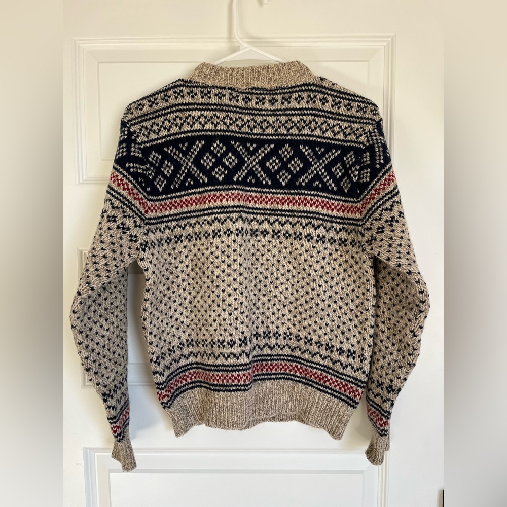 L.L. Bean Women's Nordic Crewneck Sweater in Navy, Cream & Red - Picture 4 of 5